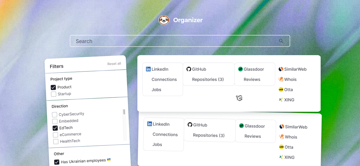 organizer page screen